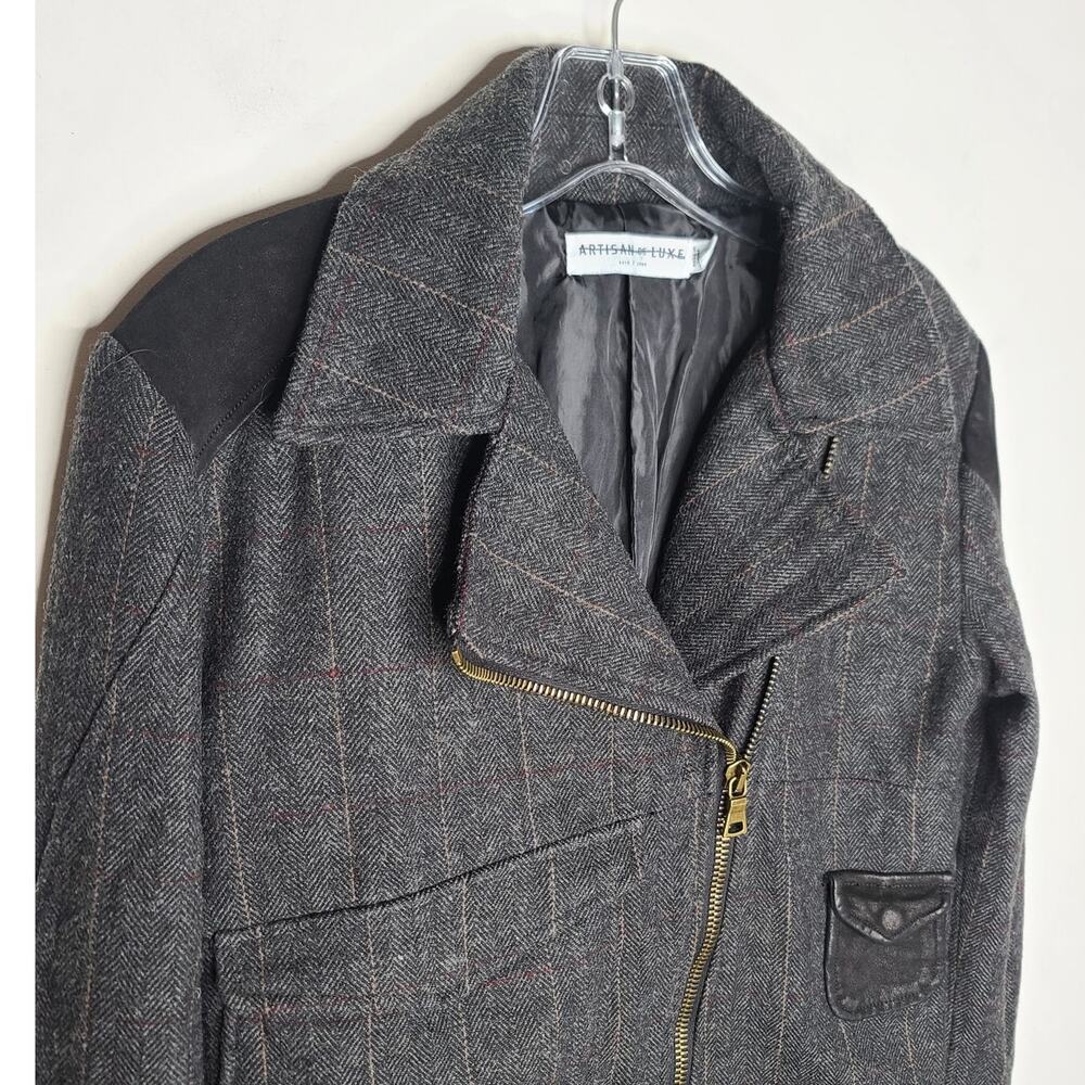 Artisan De Luxe Wool Leather Patchwork Asymmetric… - image 3